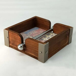 K[fjO XNGAACA_[NuEؐivLz_[AdVo[^Z^[o[_ƑeBbVy[p[[ Square Iron Dark Brown Wooden Napkin Holder With Weighted S
