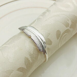 K[fjO Vo[tFU[ۂ݂ттivLO12Zbg_[z[㑕[tT[NeBbVivLO Silver Feather Rounded Alloy Napkin Rings Set Of
