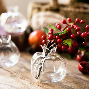 K[fjO GKgȃUŇ`ȃKX̉ԕr~jz[K[f㑕KXA|bgLb`t[ctH[Nz_[ Elegant Pomegranate Shaped Clear Glass Flower Vase Mini 