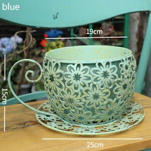 K[fjO yzԃACAv^[^R[q[Jbv^e[uAؔnht_ƃJg[K[fԕr ybluezBlue White Hollow Flowers Iron Planters Metal Coffee Cup S