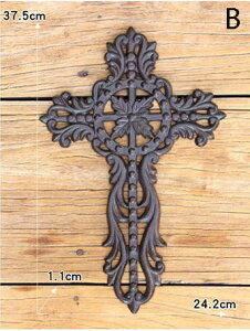 K[fjO yBzg[WNX`SǃNXI[igABfUC̋̉Ƃ̑̋\˃y_g yBzRetro Large Christian Cast Iron Wall Cross Ornament A B Designs For