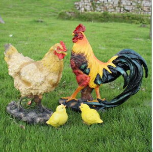 K[fjO ystyle9-4PCSzPastoralResinSimulationAnimal Chicken Hen Home Garden Floor Sculpture Ornaments Outdoor Rooster Figurines Decoration Crafts ystyle9-4PCSzPastoral Resin Simulation Animal Chicken Hen Home Garden Floor Sculpture Orname