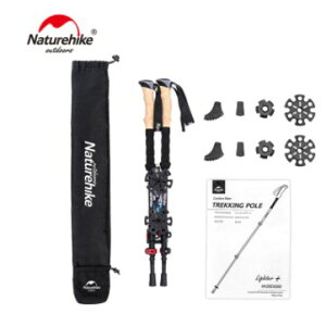トレッキングポール 折畳 カーボン 折りたたみ 2本セット トレッキング ストック 伸縮 登山 杖 ステッキ ハイキング Naturehik コルクハンドル超軽量伸縮ハイキングスティック レッド/Red [送料