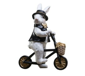 置物 おしゃれ かわいい つぶらな瞳のウサギ インテリア オブジェ 北欧風 モダン 動物 置き物 ウサギの置物 D/自転車 [送料無料 輸入品] 白うさぎ 玄関 飾り