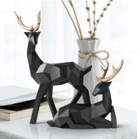 玄関 置物 北欧風 インテリア 雑貨 かわいい オブジェ モダン アートオブジェ トナカイの置物2種セット ブラック/Black [送料無料 輸入品] インテリア雑貨 おしゃれ