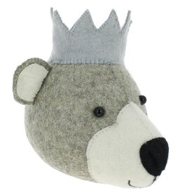 ぬいぐるみ 動物 アニマル 人形 ドール お人形 壁掛け フック 飾り物 飾り 壁付け 飾り付け 壁面 装飾 灰 グレー モノクロ フェルト [送料無料 輸入品] クラウングリズリー くま 可愛い 愛らしい 出産祝い プレゼント ギフト アート オブジェ 贈り物 輸入雑貨 インテリア雑貨