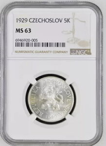 1929 �`�F�R�X���o�L�A 5 �R���� - NGC �O���[�h MS 63