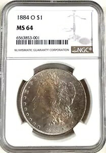 ? 1884-O MS64 NGC ���[�K�� �V���o�[ �_���[ �S�[���f�� �g�[�� �^�C�^�� $1 �R�C�� GEM