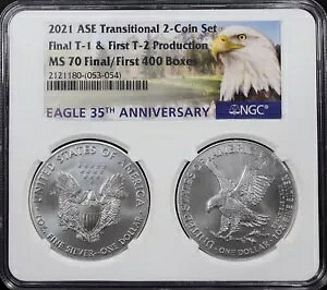 2021 T-1 & T-2 �V���o�[ �C�[�O�� �g�����W�V���� �Z�b�g NGC MS-70 Final/First 35 ���N�L�O