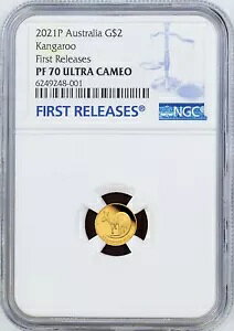 2021 �I�[�X�g�����A �~�j ���[ �J���K���[ �v���[�t 9999 �S�[���h 0.5g $2 NGC PF70 �R�C�� FR BlueLb