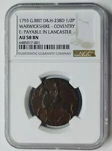 1793 G.�u���b�g D&H-238D 1/2P �E�H���b�N�V���[ - �R�x���g���[ AU 58 BN NGC 28951
