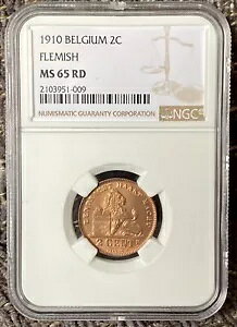 1910 �x���M�[ 2 �T���^�C�� - 2C - �t�����_�[�X NGC MS 65 RD