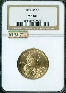 2003 P SACAGAWEA h NGC MS68 PQ 2nd FINEST MAC X|bgXB