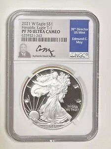2021 W �A�����J�� 1 �I���X .999 �V���o�[ �w�����f�B�b�N �C�[�O�� T-1 $1 NGC PF 70 �E���g�� �J���I