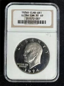1974 S AC[n[ ACN Nbh $1 h PF69 Eg JI UCAM DCAM NGC SKU 3242