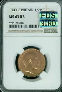 1909 �C�M���X �n�[�t�y�j�[ NGC MS63 RB 90RD MAC FDS �t�@�[�X�g �_�C SRTRIKE *