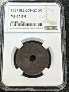 1887 MS64 BN RSR 5 T^C NGC xM[ KM 3