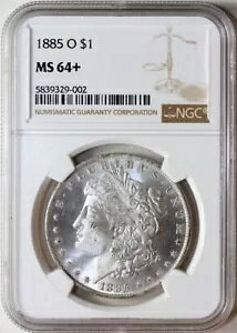 1885年 O モーガン シルバー ダラー NGC MS64+、半校正済みで宝石に近い