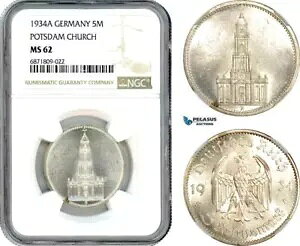 AJ064�A�h�C�c�A��O�鍑�A5 ���C�q�X�}���N 1934 A�A�x�����������ǁA�V���o�[�ANGC MS62