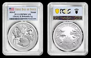 2024 P �V���o�[ ���_�� ���o�e�B & �u���^�j�A AG PCGS PR70DCAM �������s ���[ �|�b�v
