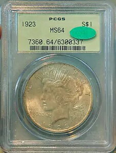 1923 $1 Dollar Silver Peace PCGS MS64 CAC OGH 非常にオリジナルなトーン!古いホルダー!