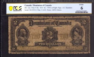 1914�N $2 �h�~�j�I�� �I�u �J�i�_ �m�[�g DC-22c �v�����X �A�[�T�[ PCGS B GOOD 6