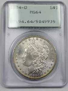 1884�N O $1 ���[�K�� �V���o�[ �_���[ PCGS MS64 RATTLER OGH �f�G�ȃp�X�e���J���[ *H149