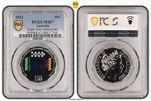 �I�[�X�g�����A 2011 �g���v�� 000 �[�� �G�}�[�W�F���V�[ 50c �J���[ �R�C�� PCGS MS67 #7396