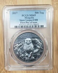 2017 �����S�� 1�I���XSnow Leopard H.R �V���o�[ �R�C�� PCGS MS69 FDOI + �{�b�N�X & COA