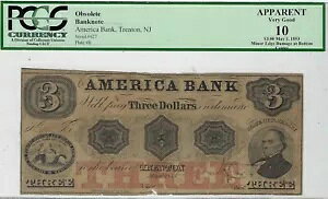 �j���[�W���[�W�[ - America Bank - $3 - Haxby NJ 535-G6a - PCGS-C Very Good 10 �A�v��