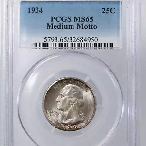 1934 �N���V���g�� 25C PCGS �F�� MS 65 ���^�̃��b�g�[