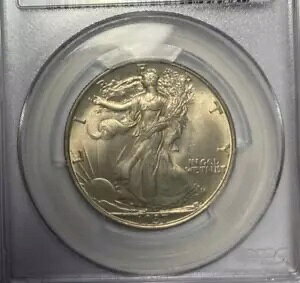 1937 �N�E�H�[�L���O ���o�e�B �n�[�t�_���[ �u���C�g PCGS MS64 �F�ʃ^�b�`