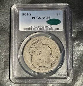 1901-S ���[�K�� �V���o�[ �_���[ ? PCGS AG03 CAC ? ���[�{�[���O���[�h�A���j�[�N�I