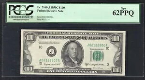 FR�B 2160-J 1950-C $100 FRN �A�M���������� �~�Y�[���B�J���U�X�V�e�B PCGS UNC-62PPQ