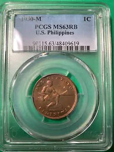 �č� �t�B���s�� ONE CENTAVO 1930-M PCGS MS 63 RB