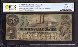 1857 $3 �u���E���r�� �o���N & �����h �J���p�j�[ �l�u���X�J�B �O���[�� �e�B���g ����x�ꎆ�� PCGS 12