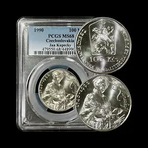 �`�F�R�X���o�L�A�B 1990�A100 �R�����A�V���o�[ - PCGS MS68 - �g�b�v �|�b�v ?? Kupeck?