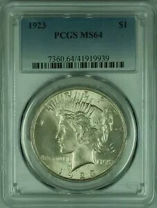 1923 �s�[�X �V���o�[ �_���[ S$1 PCGS MS-64 ���C�g�g�[�� (35C)
