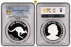 Australia2023 C Mintmark Mob of 30 $1 Vo[ v[t RC PCGS PR69DCAM #0150
