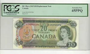 1969 �J�i�_ BC-50aA�A$20 Bea/Ras SN# *EM 2925296 PCGS EF-45 PPQ Repl Note