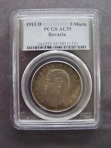 1913-D �o�C�G���� 3 �}�[�N PCGS AU55