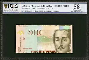 RrA 2000 y\ "CUTTING ERROR" 2009 Pick-457k UNC PCGS 58 ɂ