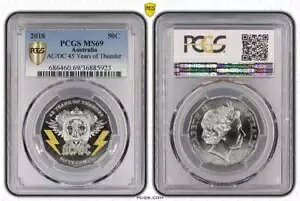 2018 �I�[�X�g�����A 50c AC/DC 45 Years of Thunder PCGS �O���[�h MS69
