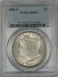 1880-S ���[�K�� �V���o�[ 1 �h�� �R�C�� PCGS MS-63 ���C�g�g�[�� (2E)