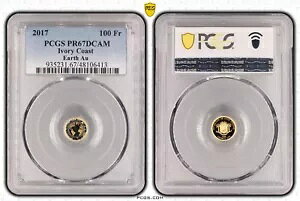 �A�C�{���[�R�[�X�g �S�[���h 100 �t���� �v���[�t �R�C�� 2017 �N KM#171 �A�[�X PCGS PR67 �g�b�v ??