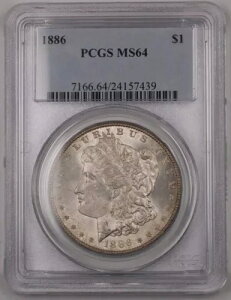 1886 US ���[�K�� �V���o�[ �_���[ �R�C�� $1 PCGS MS-64 ���C�g�g�[�� Br6 E