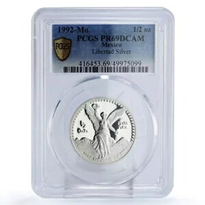 メキシコ 1/2 オンザ リベルタ独立天使 PR69 PCGS 銀貨 1992