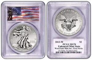 2013-W PCGS MS70 �����~���g��� �V���o�[ �C�[�O�� �t�@�[�X�g �X�g���C�N (�t���[�_�� ���x��)