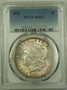 1896�N $1 ���[�K�� �V���o�[ �_���[ PCGS MS-62 ���C�g�g�[��(22b)