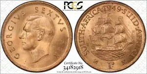 1949 ���� �y�j�[ ��A�t���J 1d �W���[�W 6 ���O���[�h �R�C�� PCGS MS64RD �ؖ���